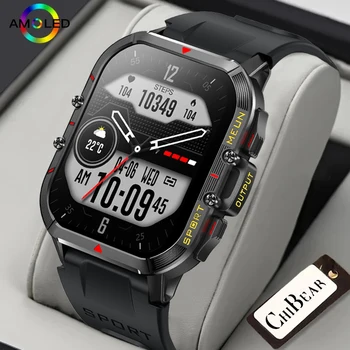 Трайни военни smart-часовници, Мъжки монитор здраве, Гласово повикване AI Bluetooth, Фитнес, Водоустойчиви спортни смарт часовници за Android и IOS 2023