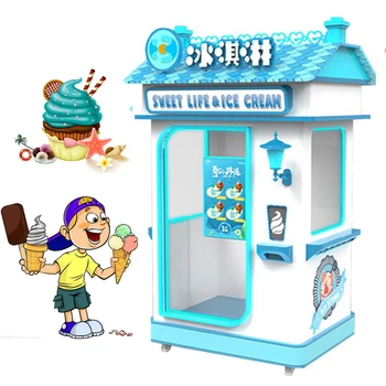 Уличен автомат за продажба на Мек сладолед Riteng, Мулти-Вкус, Напълно автоматична Поддръжка, Робот За плащане Qr-код, Вендинг машина за продажба на сладолед