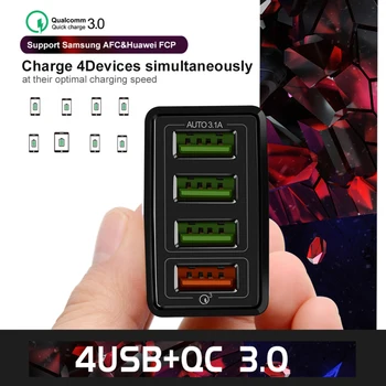 Универсален адаптер на захранване dc 5V 3A с 4 Порта USB-Зарядно устройство за мобилен телефон AC/DC 5 V USB захранващ Адаптер 220V-5V Plug EU