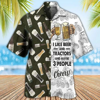 Хавайска риза за мъже, Модни мъжки Ежедневни ризи за почивка, Градинска дрехи с изображение на Череп, 3D, Плажни Мъжки потник, Къс ръкав, Модни блуза копчета