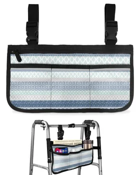 Чанта за инвалидна количка в богемную геометрични ивица с джобове, Подлакътници, странични чанти, Пешеходната рамка за Електрически скутер, чанта за съхранение