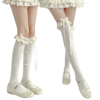 Чорапи с лъкове в балетном стил, лейси покритие в стил Лолита